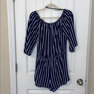 Striped, off the shoulder romper